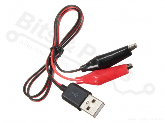 USB Cable USB male to alligator clips red/black